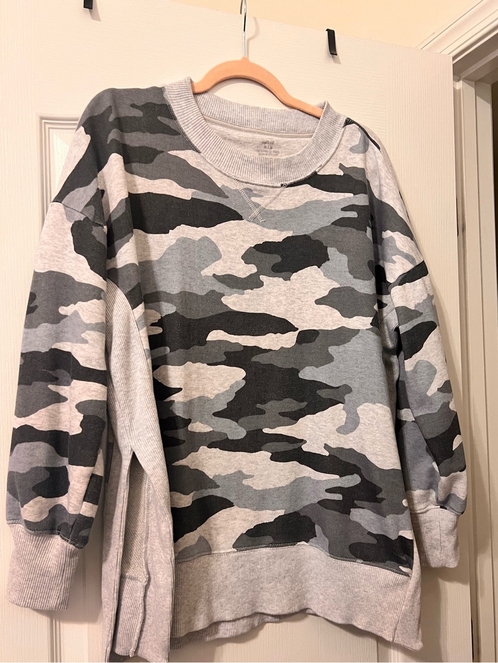 Aerie Gray Camouflage Oversized Sweatshirt